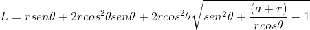 L=rsen\theta +{2rcos^2\theta sen\theta +2rcos^2\theta \sqrt{ sen^2\theta +\frac{(a+r)}{rcos\theta }-1}}